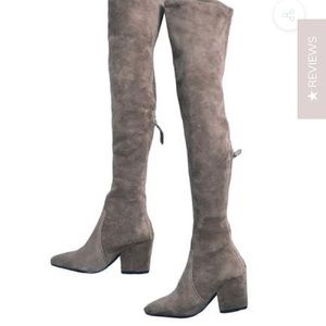 Light grey/ taupe suede over the knee boots